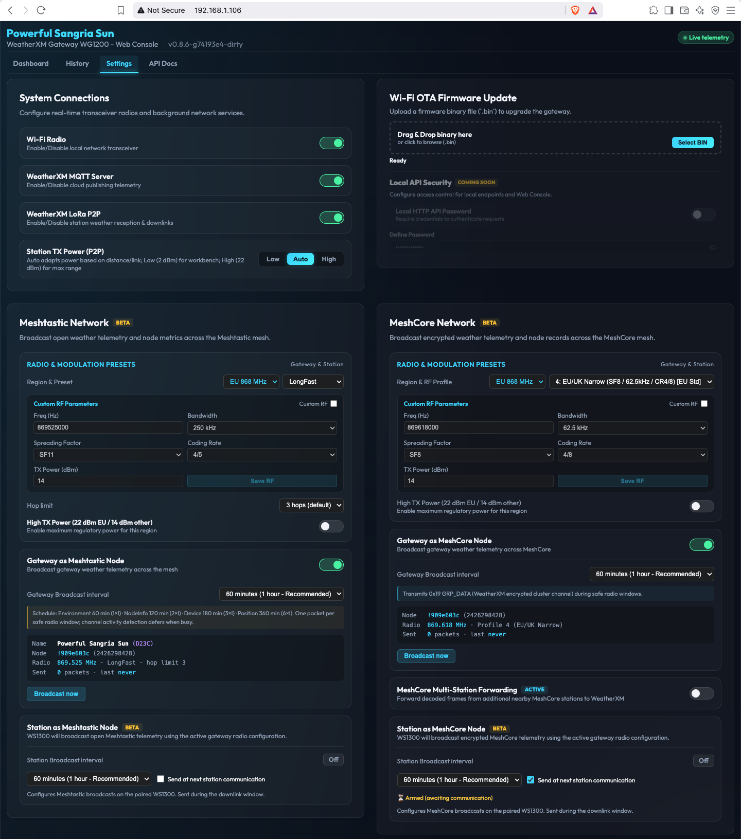 WG1200 LoRa Mesh Network Topology Settings